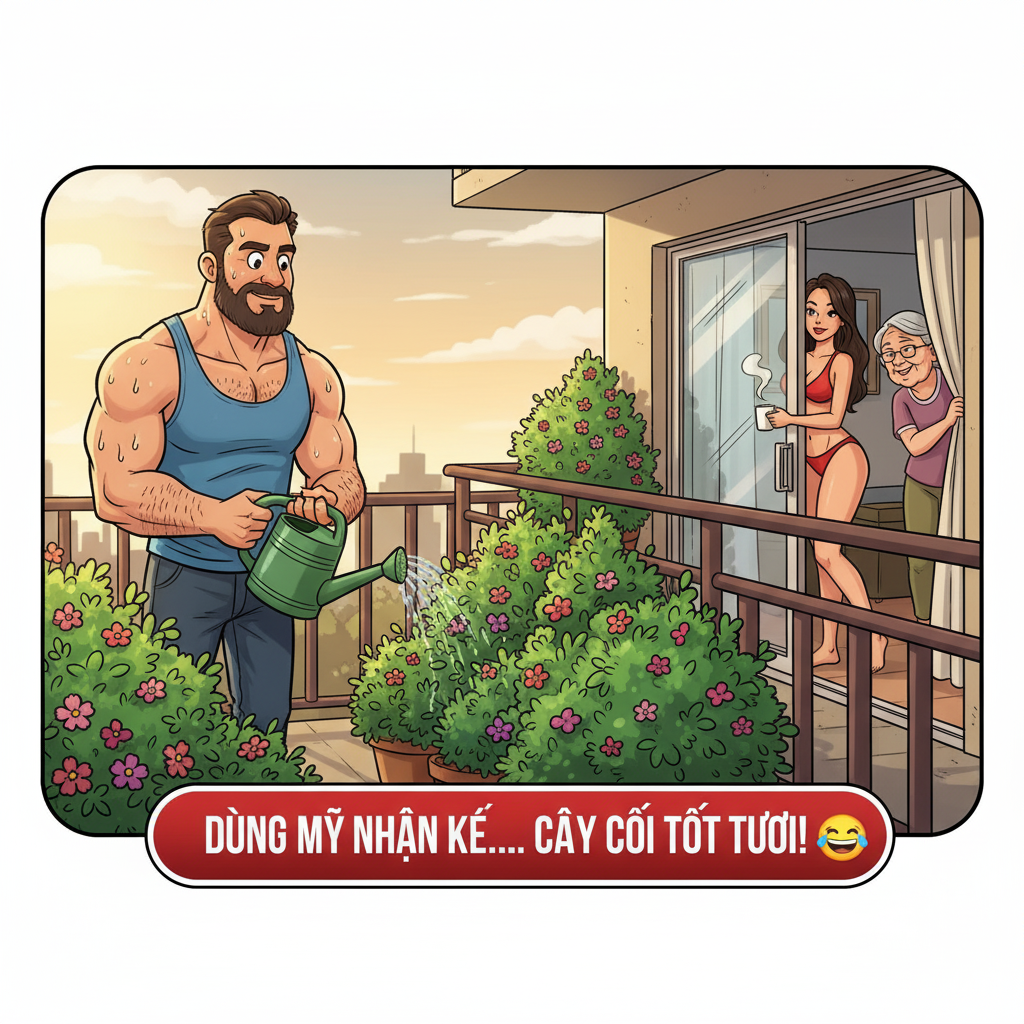 Cô gái mặc bikini trước cửa kính khiến hàng xóm tưới cây nhiệt tình