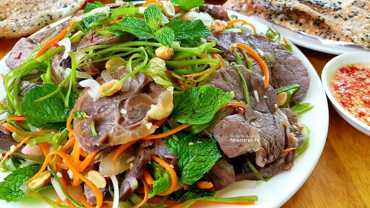 nguyên liệu thịt bò rau muống