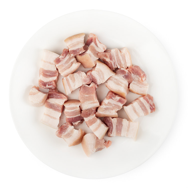 thịt ba chỉ thái hạt lựu