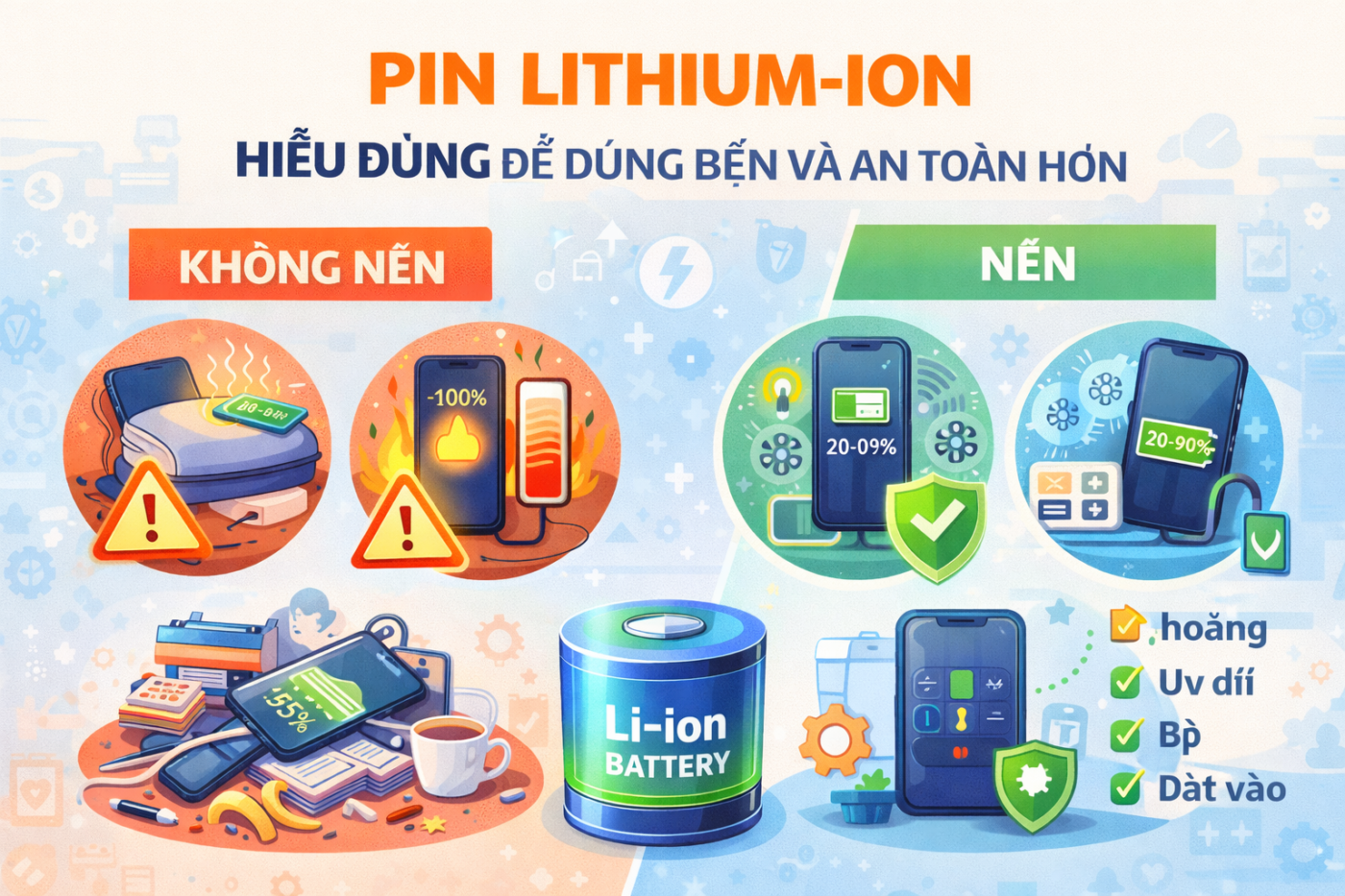 Pin Lithium-ion: Hiểu đúng để dùng bền và an toàn hơn