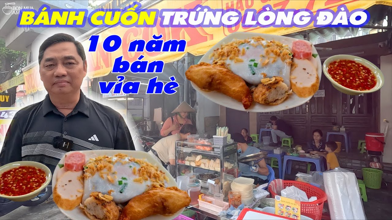 Quán bánh cuốn vỉa hè đông khách