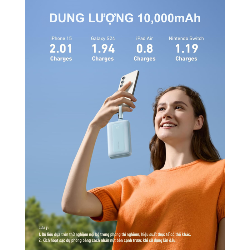 Sạc dự phòng và điện thoại trên bàn